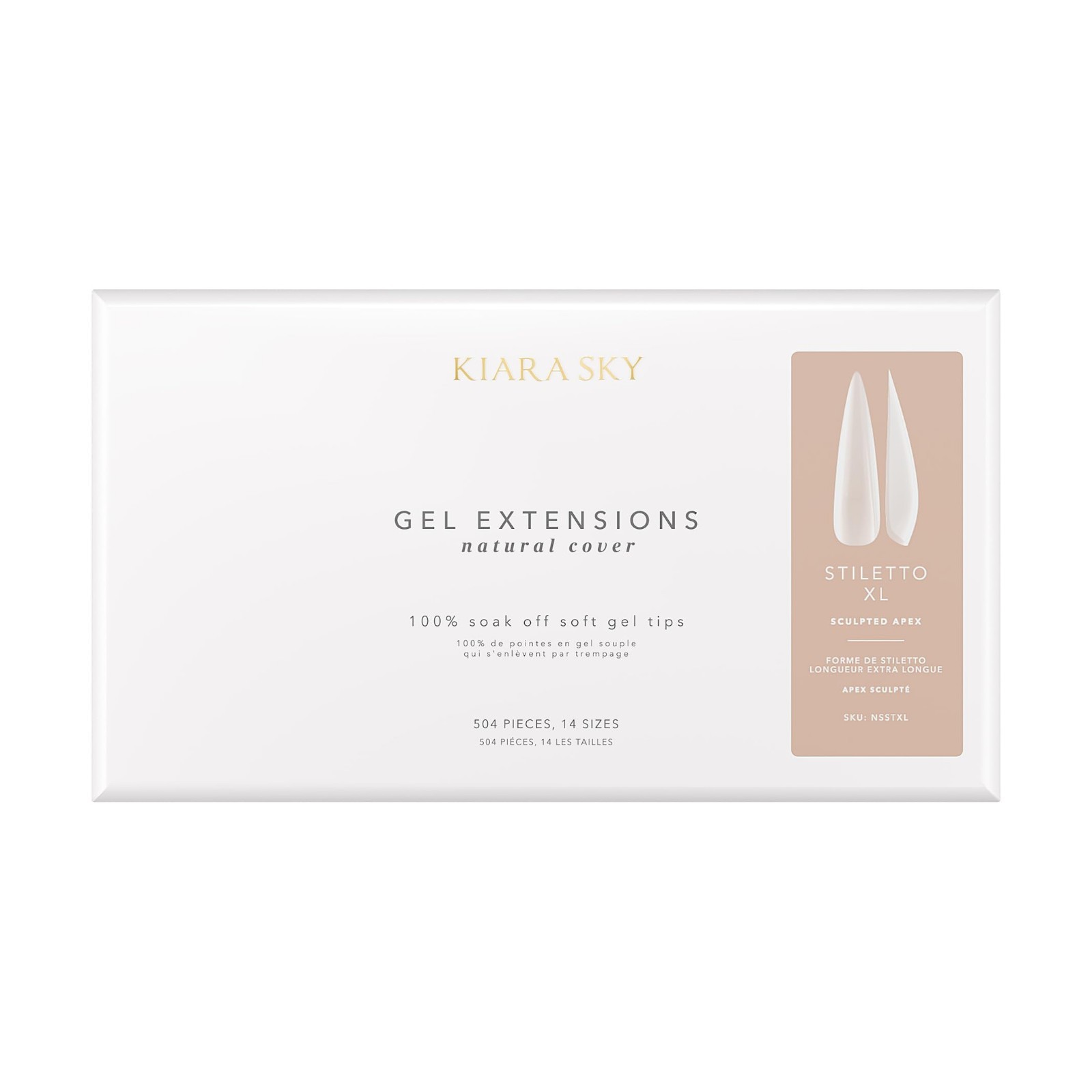 Natural Cover Gel Nail Extension Tips – 504 Sculpted Stiletto XL Pieces