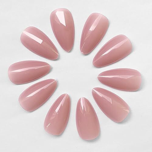 240pc Nude Almond Press on Nails Medium Fake Nails Nude Glue on Jelly Nude