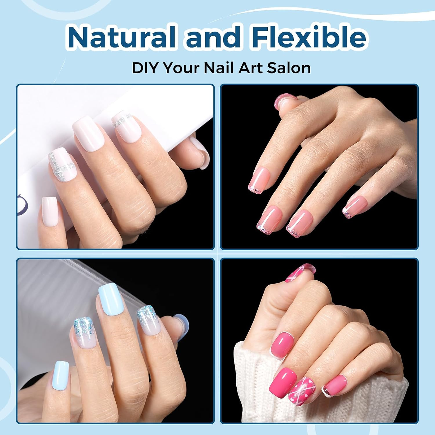 Extra Short Square Nail Tips, 240Pcs 15 Sizes, Soft Gel Tips | Half Matte Pre-Sh