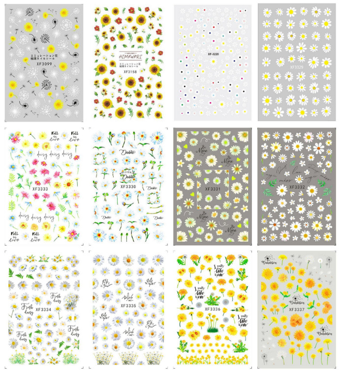 3D Nail Art Stickers Dandelion Daisy Flower Series Manicure Gel Decor DIY NS33