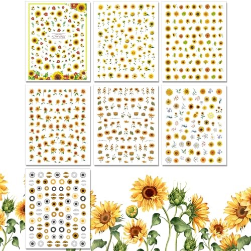 Sunflower Nail Stickers – Self-Adhesive Summer Floral Art Decals – 3D