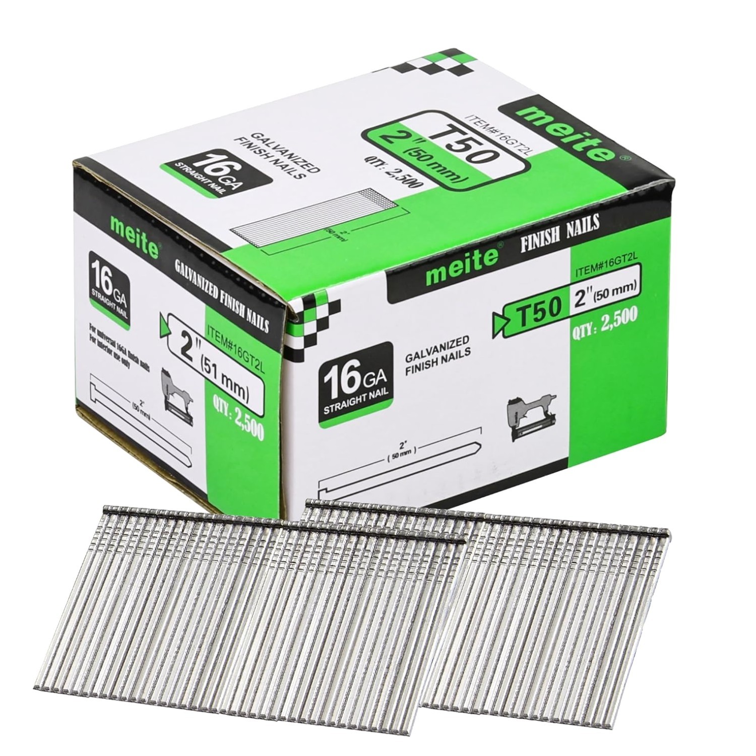 2-Inch Galvanized Finish Nails 16 Gauge 2500-Count