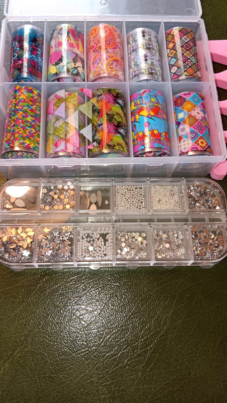 Nail Kit Includes Colorful Foils, Nail Accents In Blue, Silver, Clear, Multiple