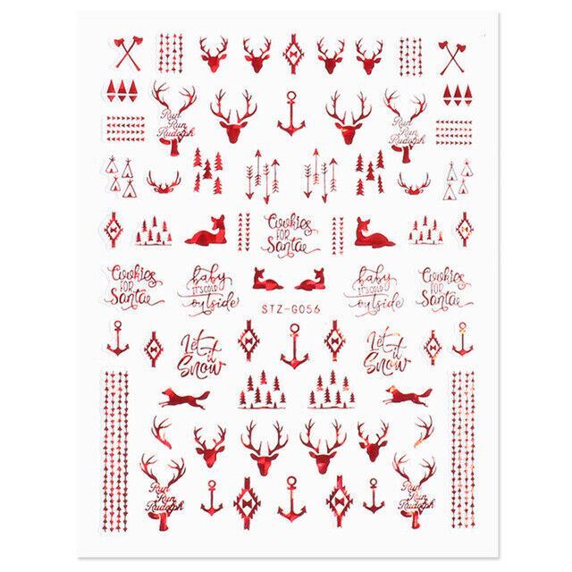Christmas Foil Transfers Nail Art Metallic Snowflakes Reindeer Stickers Decals