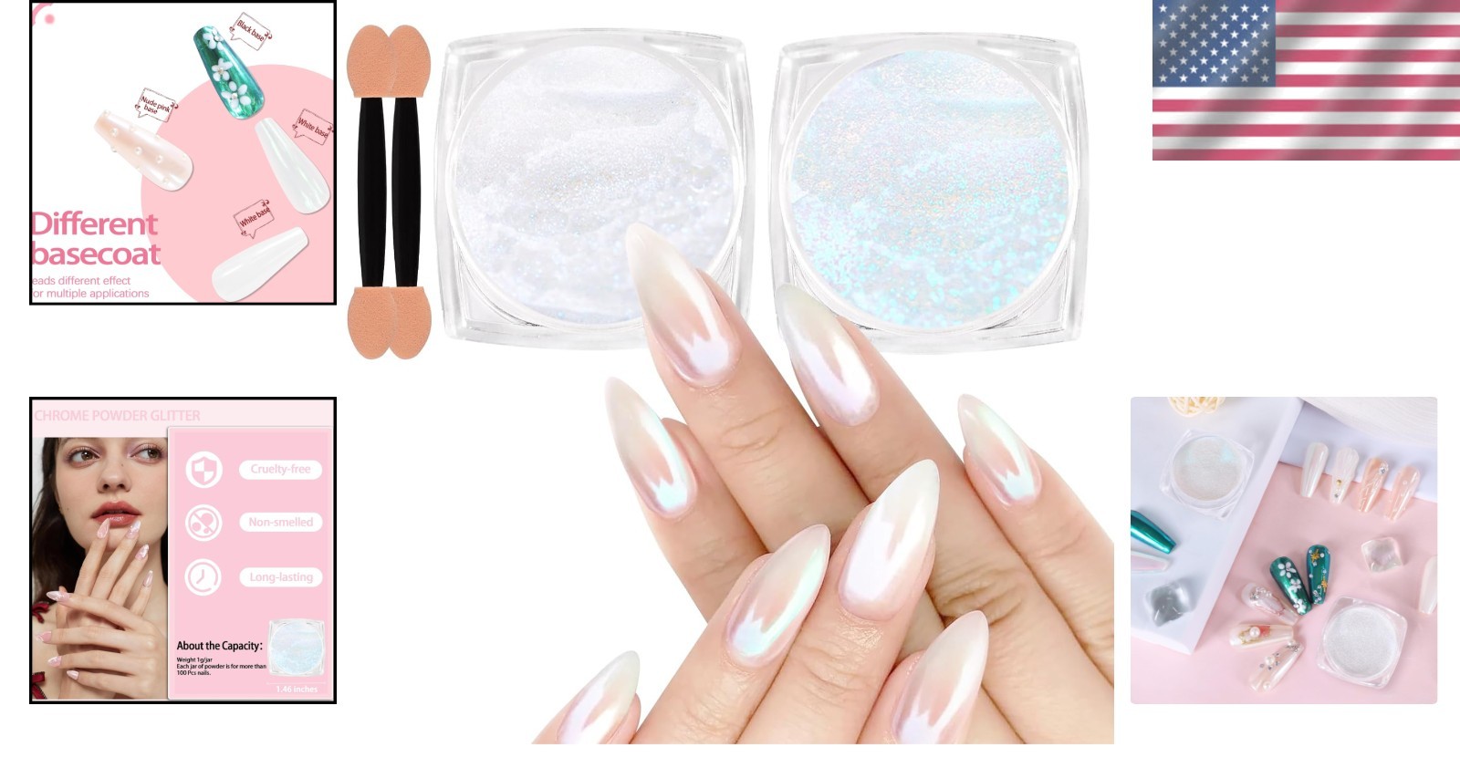 Aurora Pearl Chrome Nail Powder – Non-Toxic, Mirror Finish for All Nail Types