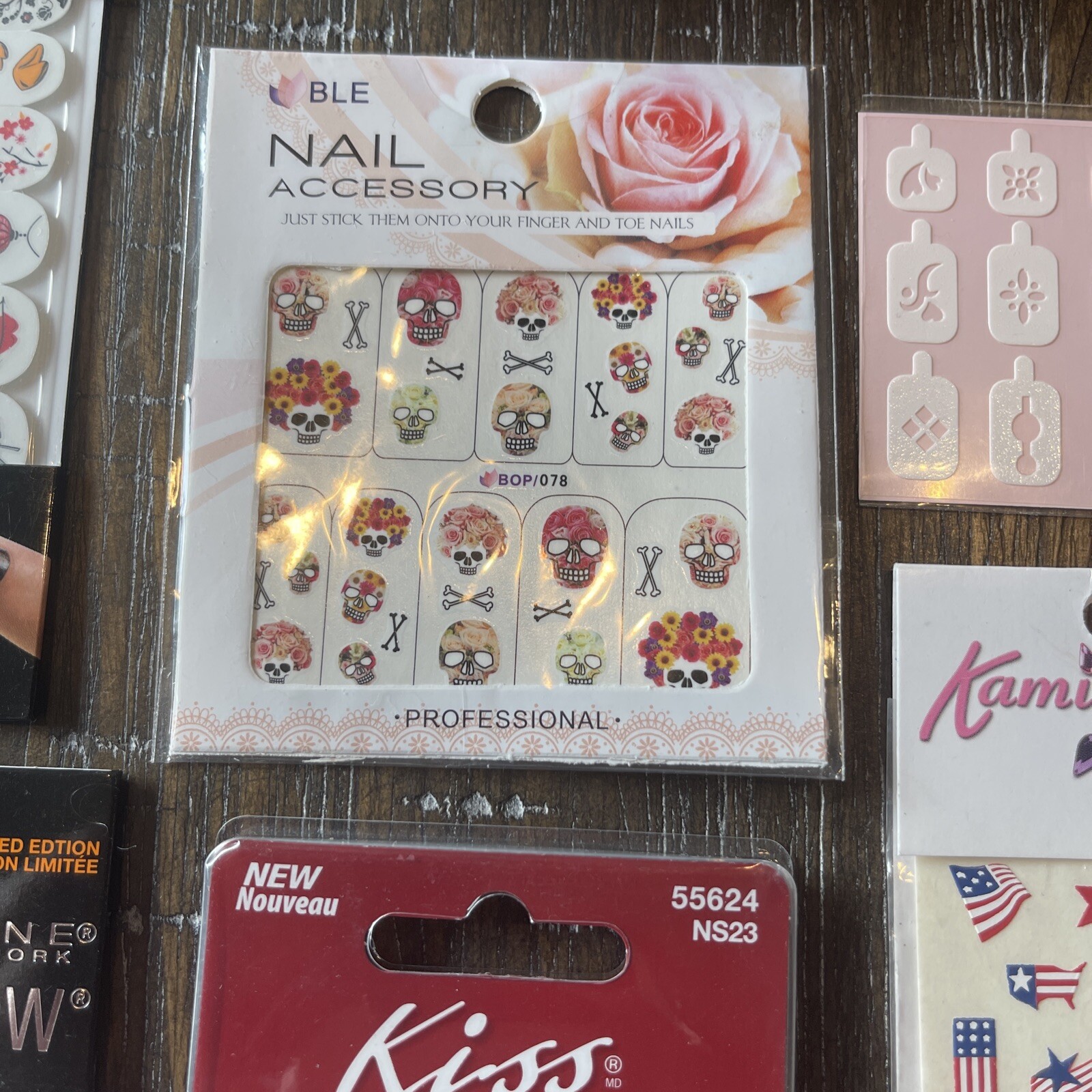 Misc Lot Nail Art Stickers and Tattoos with NIB Plie Wand