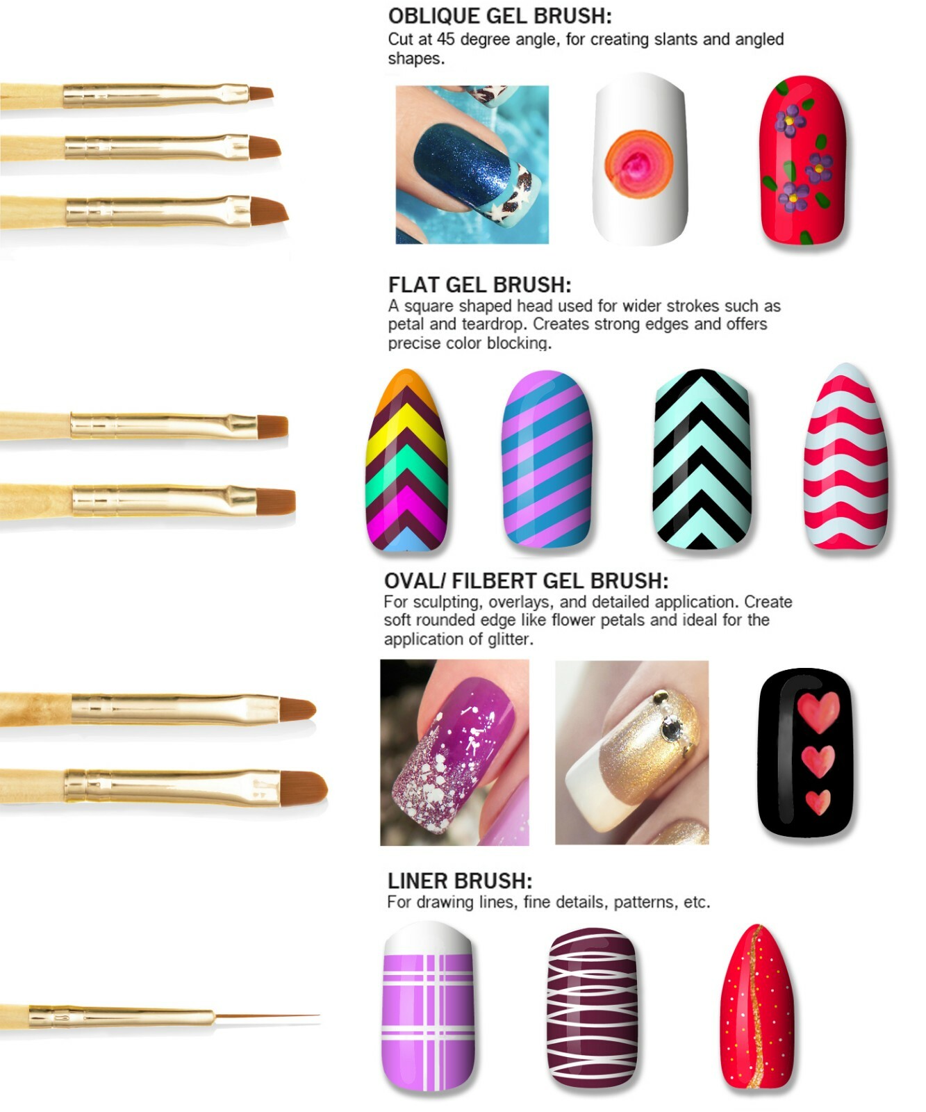 50pcs Nail Art Kit: Dotting Tool, Detail Liner Acrylic Gel Brush, Striping Tapes