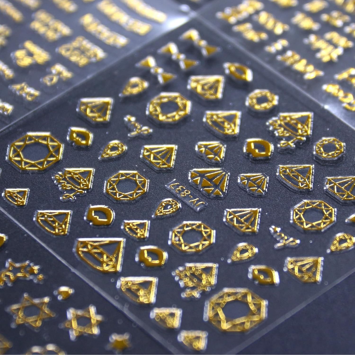 30 Sheets Gold Nail Art Stickers 3D Self-Adhesive Nail Decals Gold Line Star Nai