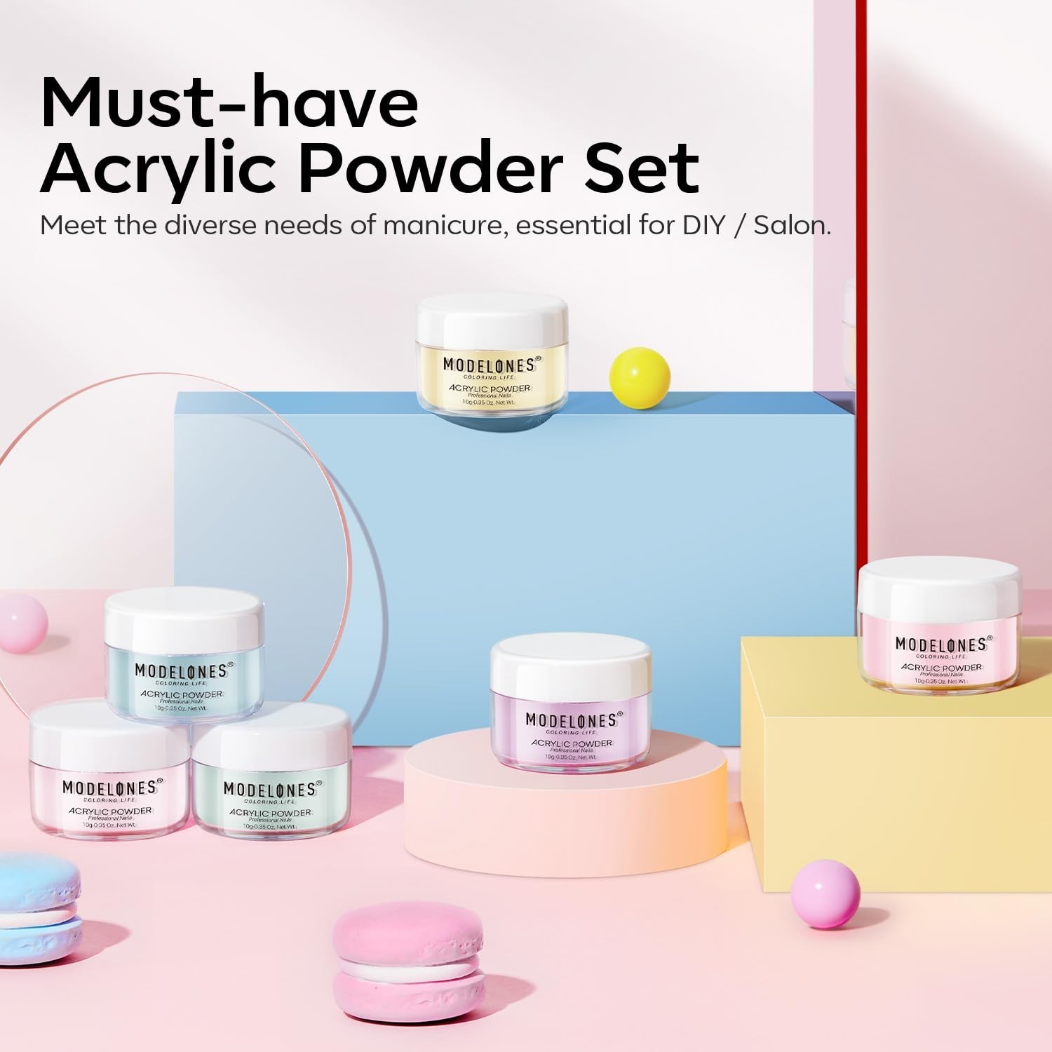 Limited Edition Macaron Acrylic Powder – 6 Vibrant Colors for Stunning Nail Art!