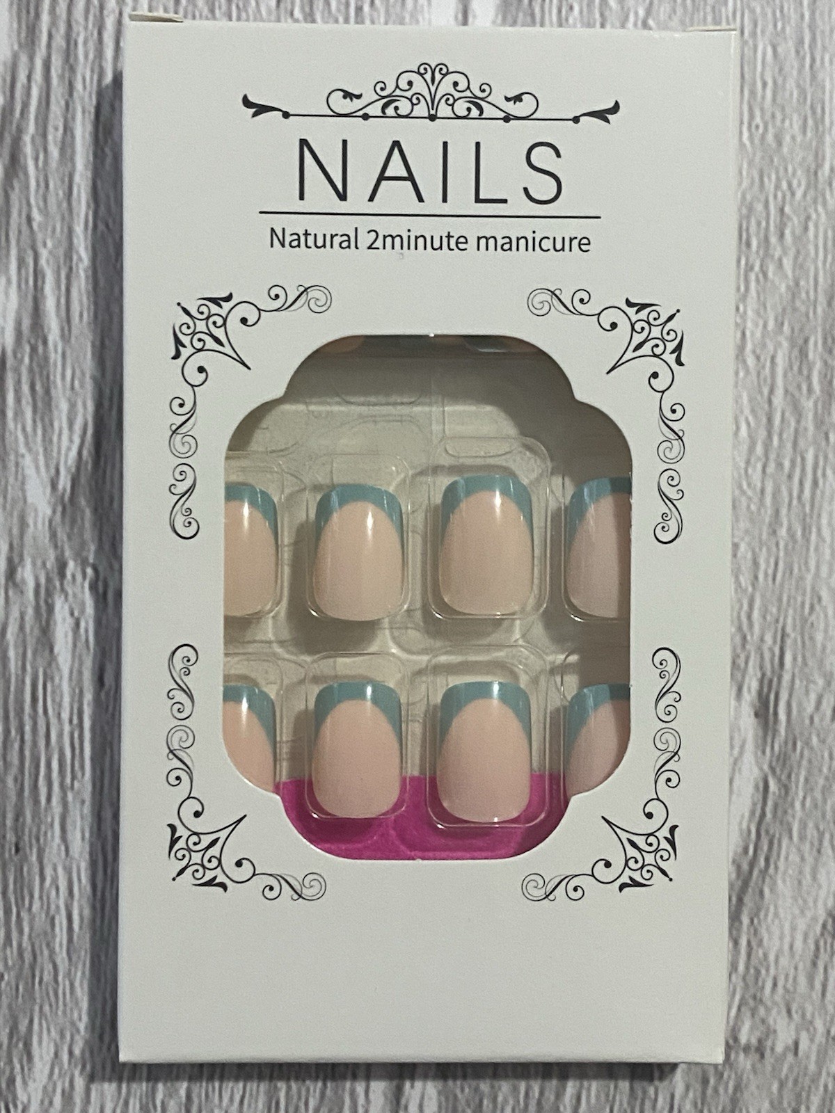 Artificial Nails Square Nude Blue French Tips Easy Application for Nail Art