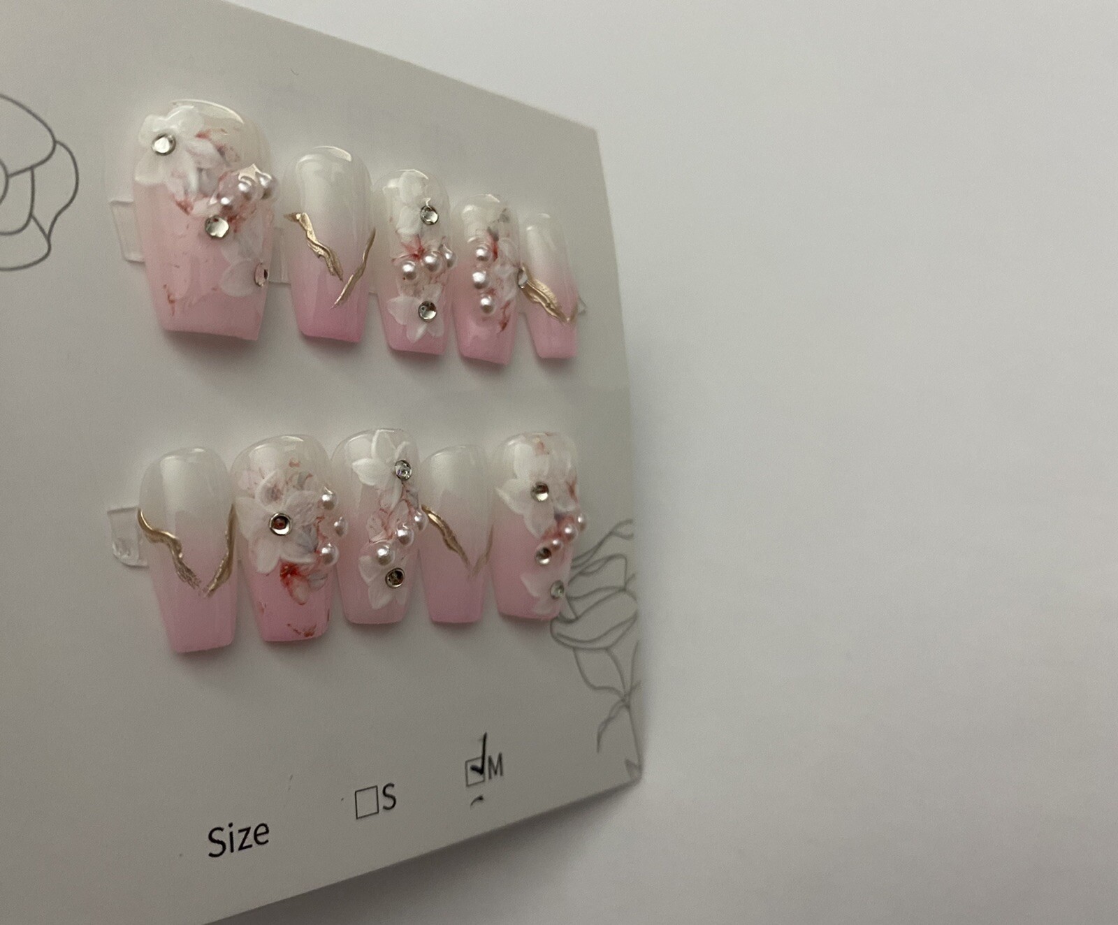 Flowers Blossom -custom Nails Handmade press on nails-10 pcs-Medium