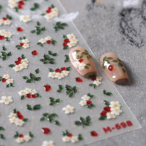 Flower Nail Stickers for Nail Art Spring Summer White Flowers with Flower Style
