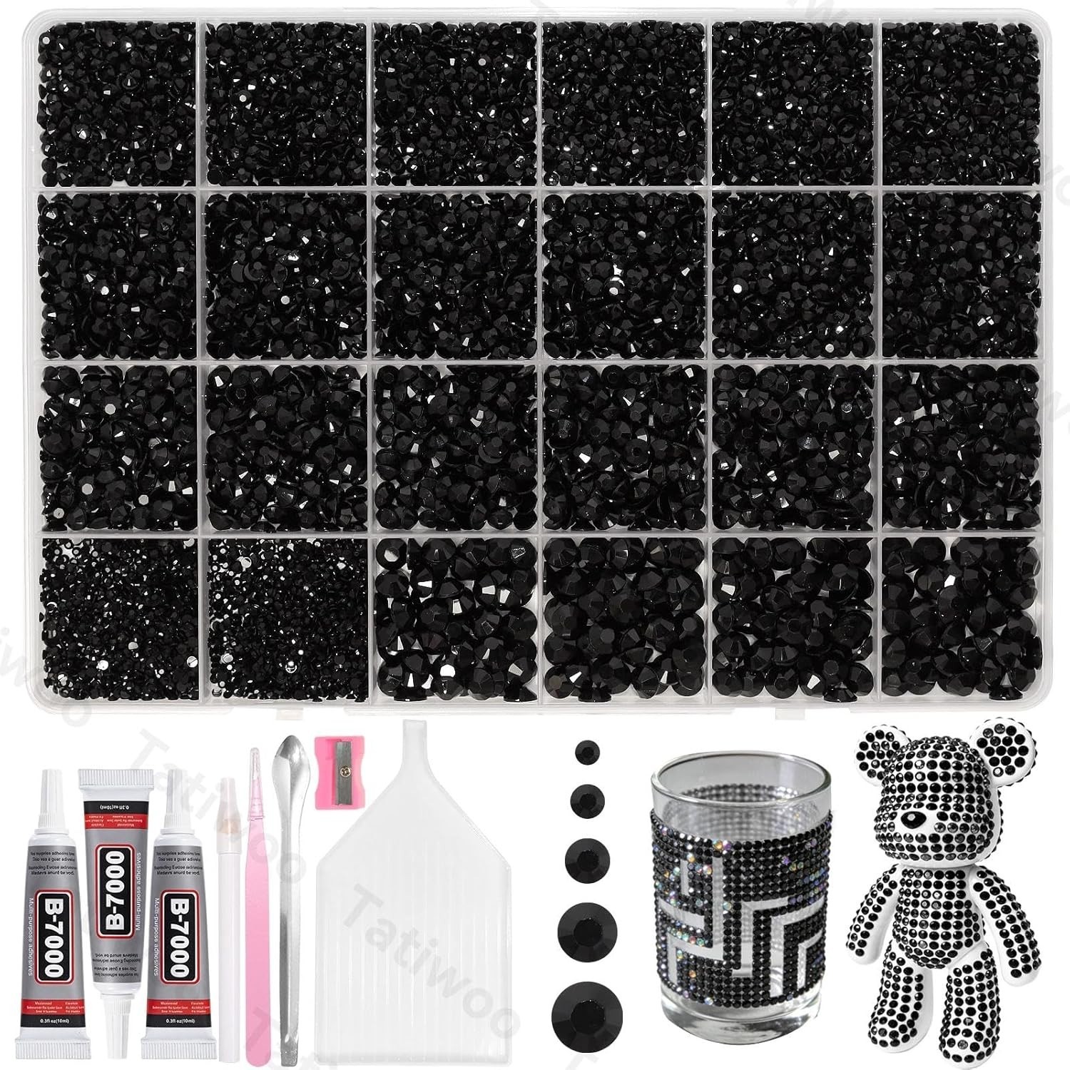 20000Pcs Black Flatback Jelly Resin Rhinestones for Bedazzling, Mix Sizes Crysta