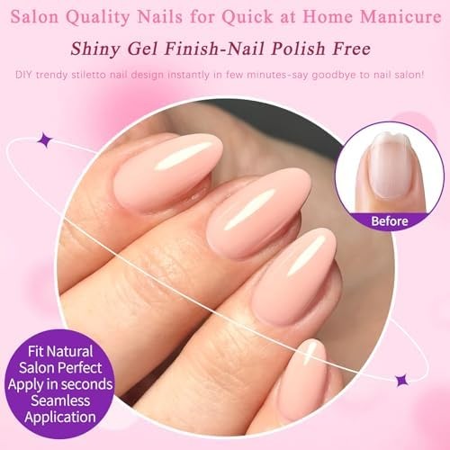 240pc Nude Press on Nails Short Fake Nails Almond with Glue Tabs, Short Nails Pr