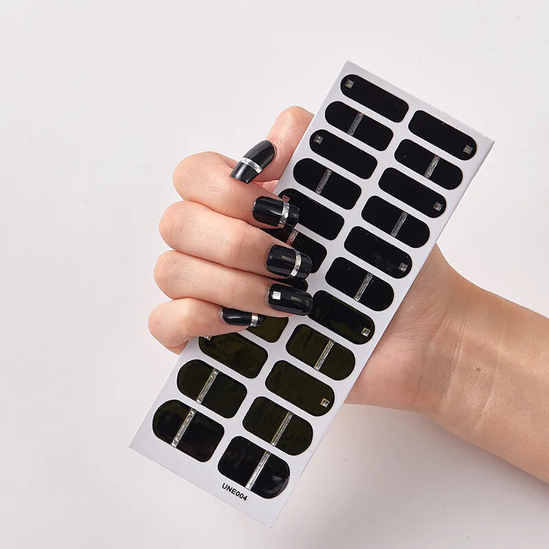 16 Strips Patch Full Cover Wraps Gel Nail Sticker UV Lamp Semi-Cured Manicure