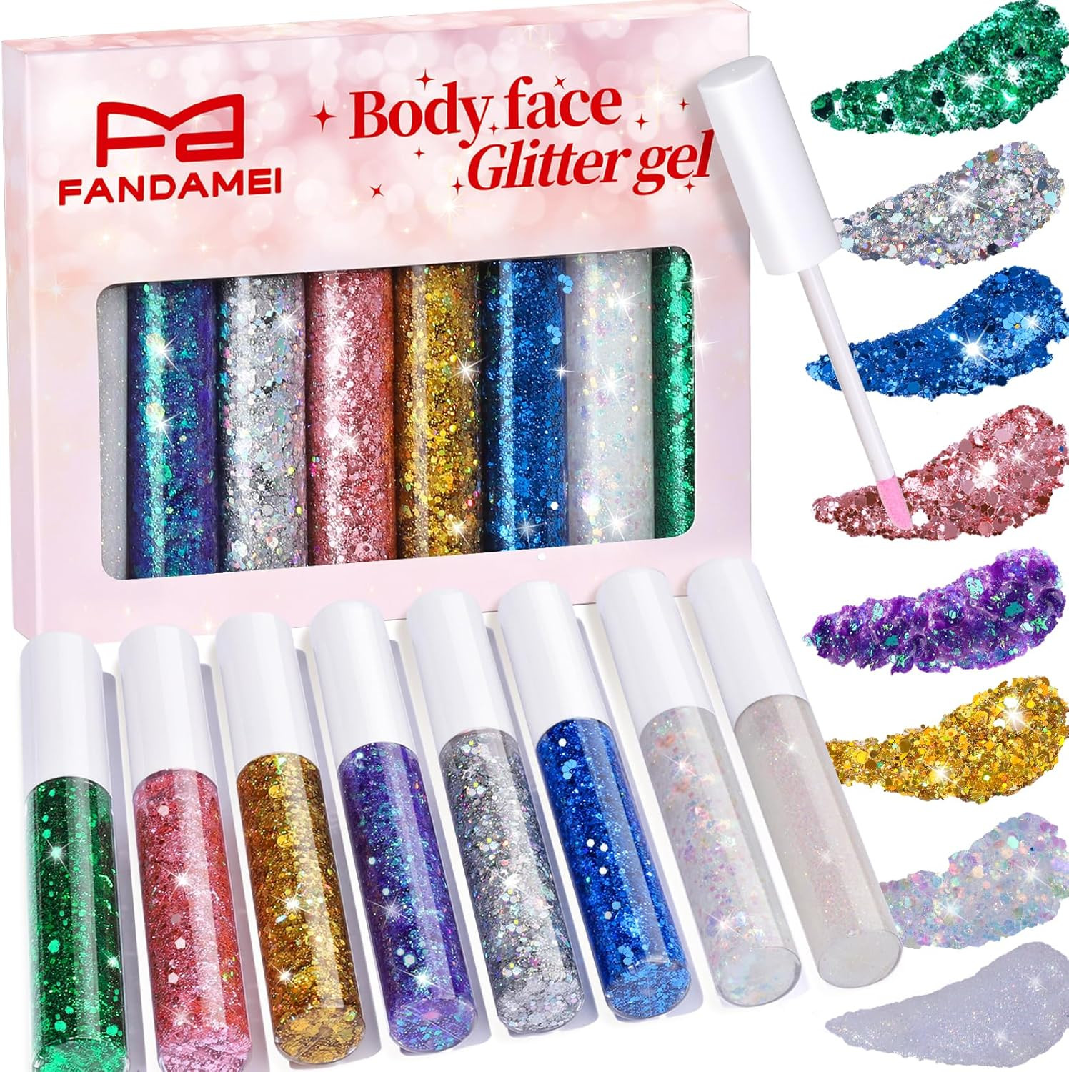 Body Glitter Gel Kit 8 Colors Face Hair Festival Rave Party Makeup Halloween
