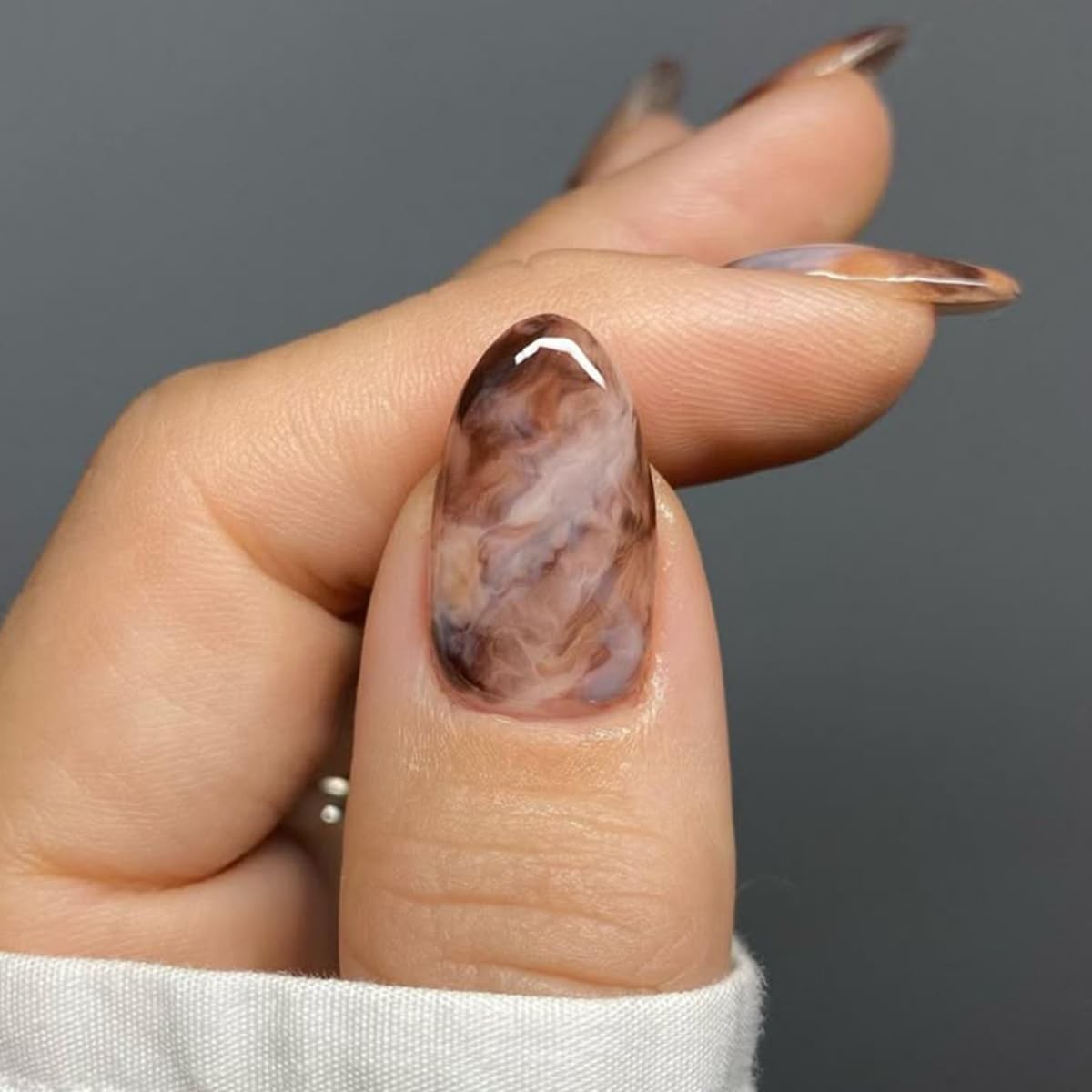 24Pcs French Press On Nails Short Oval Red Hawaii Flower Summer Stick On Nail