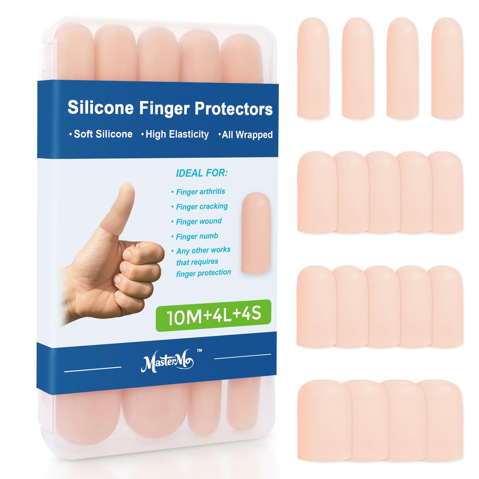Finger Cots Protectors, Silicone Covers, Bandages, Caps & Sleeves, Nude
