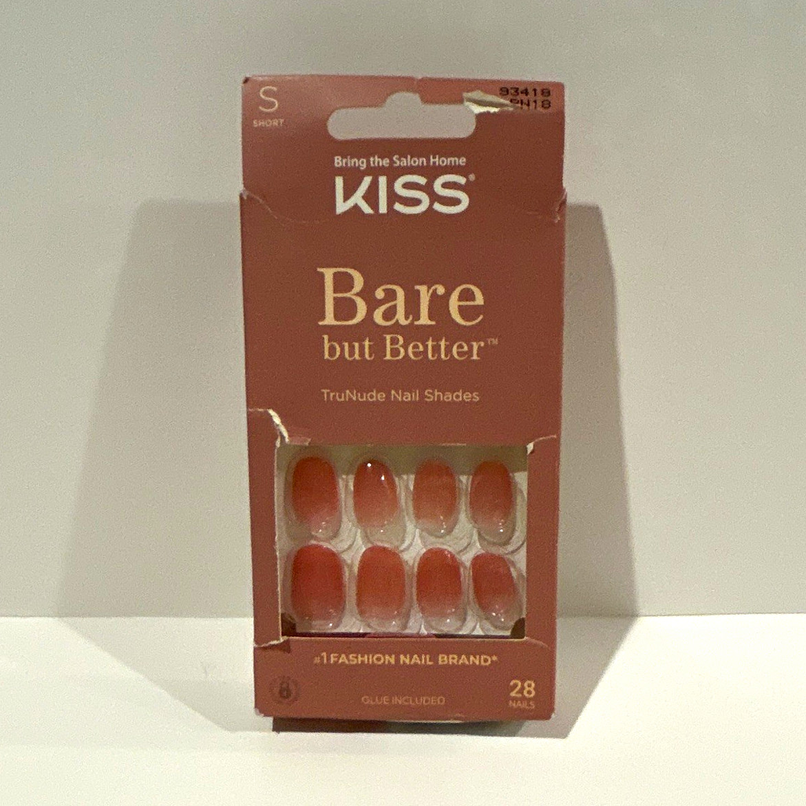 KISS Bare But Better Press-On Nails Short Oval Pink Shiny, Glue Included