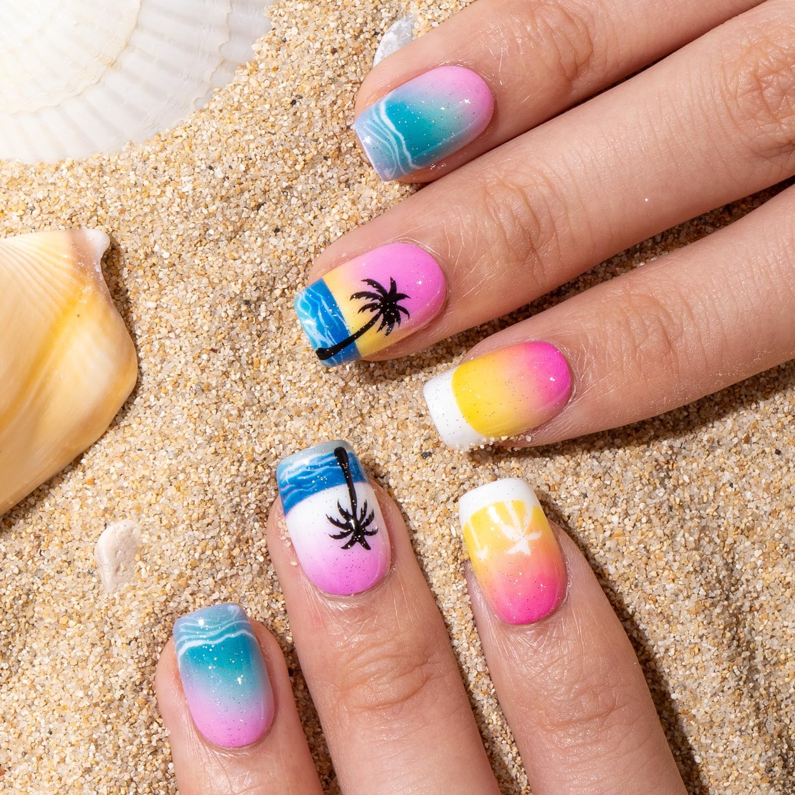 Curvlife Tip Press on Nails Acrylic Fake 0.68 Ounce (Pack of 1), Hawaii1