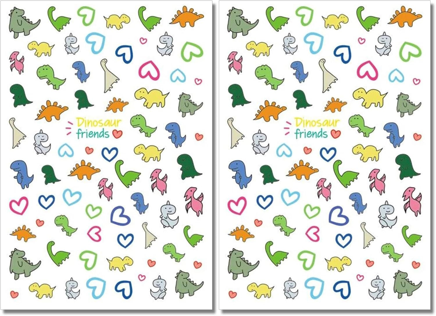 Dinosaur Nail Art Stickers for Kids- Cute Cartoon Designs, 3D Self-Adhesive Hear