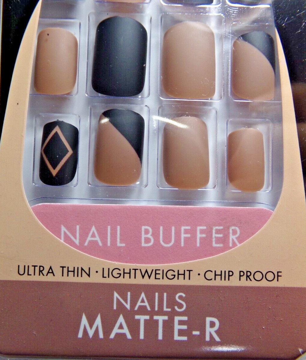LA Colors Classy Nails, Brown & Black Matte-r GLUE-On Active Short Length