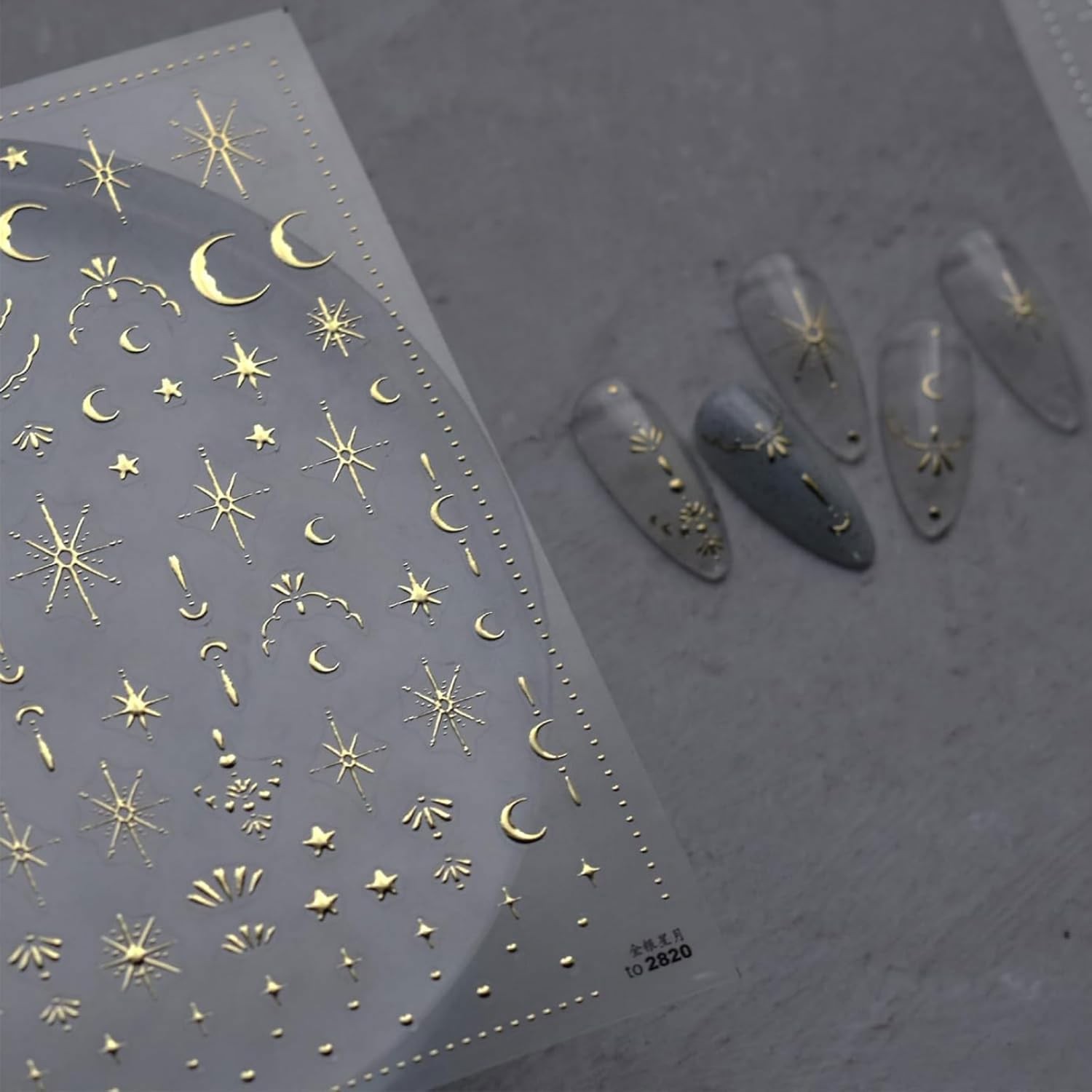 2 Sheets Star Nail Stickers Gold Silvery Nail Art Decals Moon Nails Supplies …