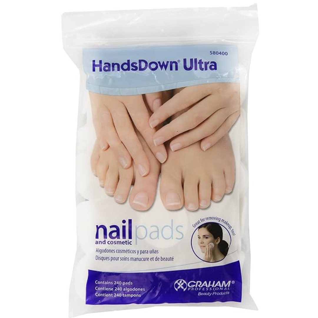 Graham Hands Down Ultra Nail and Cosmetic Pads, White, 240 Count (Pack of 1)