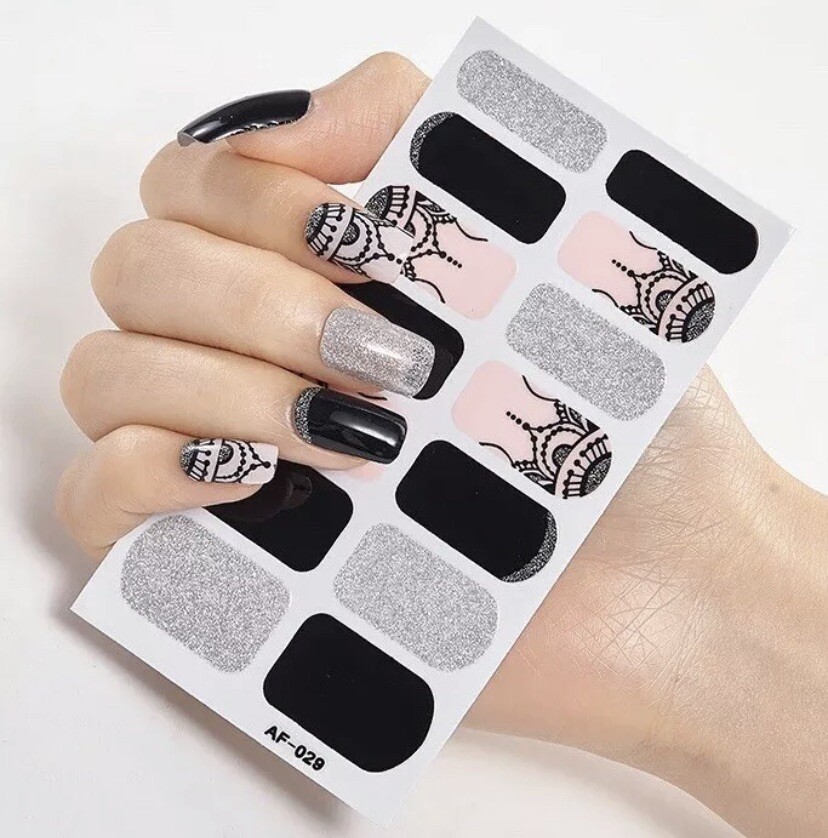 Pink Design 14 Nail Stickers Full Cover Wraps DIY Manicure Nail Art Decoration
