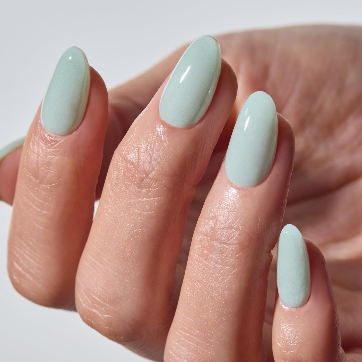 ohora Gel Press On Nails (Sage Serenity) | Medium Oval, Solid, Green | 100% Real