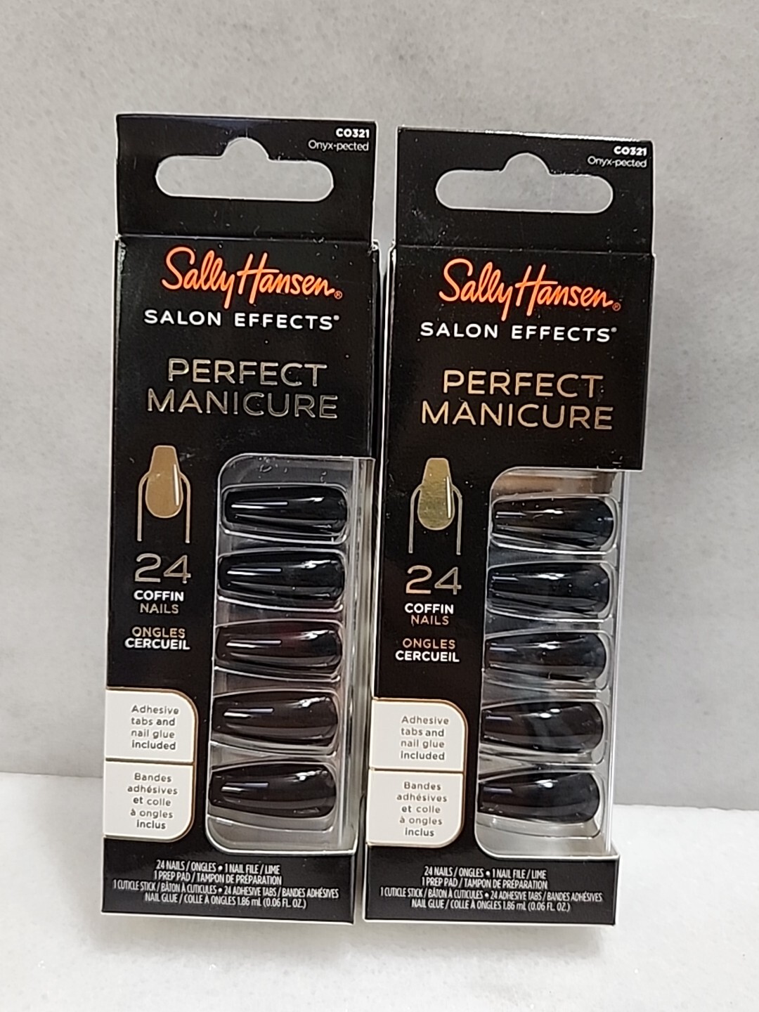 2-Sally Hansen Salon Effects Perfect Manicure 24 Coffin Nails CO321 Onyx-pected.