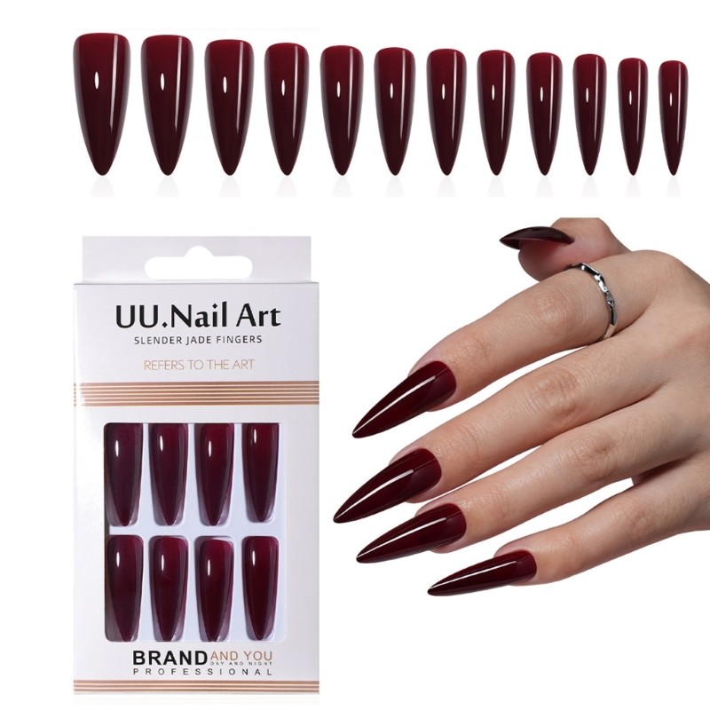 Long Almond Shaped Fake Nail Natural Look Reusable Artificial Nail Easy to Wear