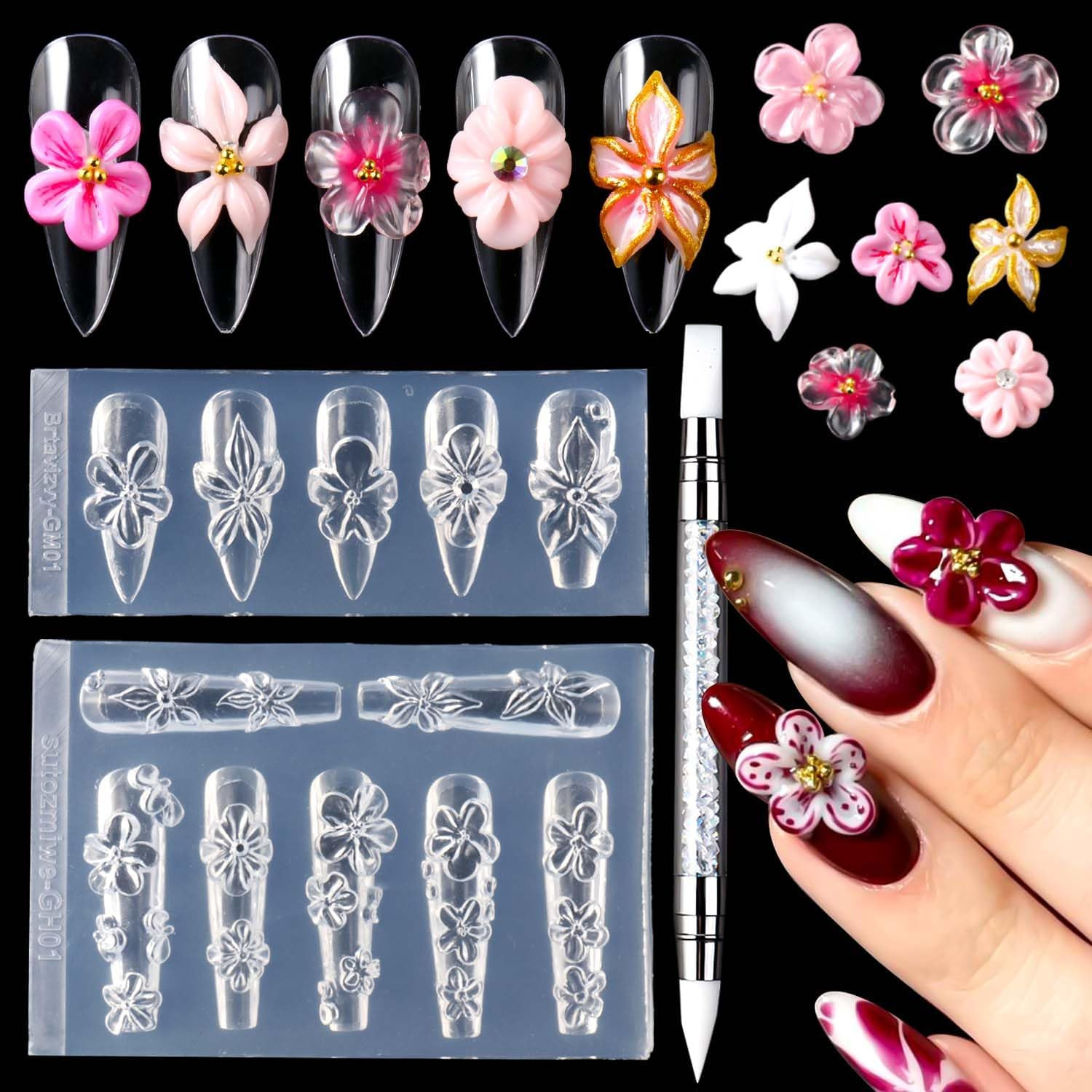 3D Shell Starfish Silicone Nail Molds, 3Pcs Ocean Themed Nail Art Mold | Carving