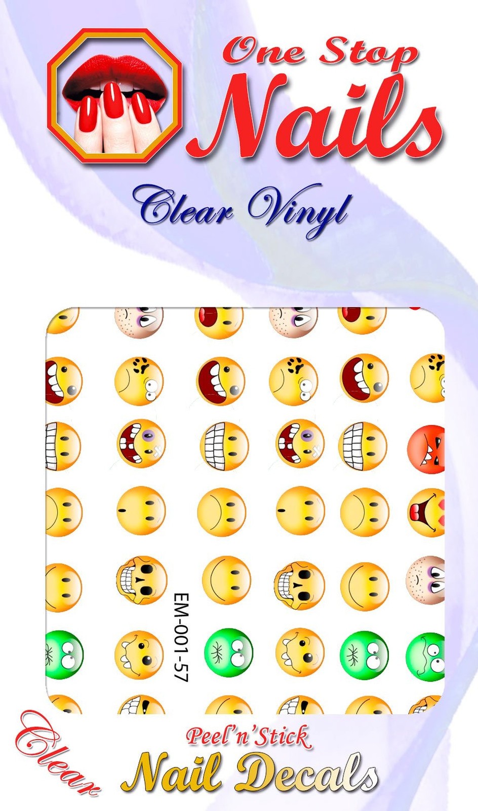 Emoji Clear Vinyl PEEL and STICK Nail Decals NOT WATERSLIDE