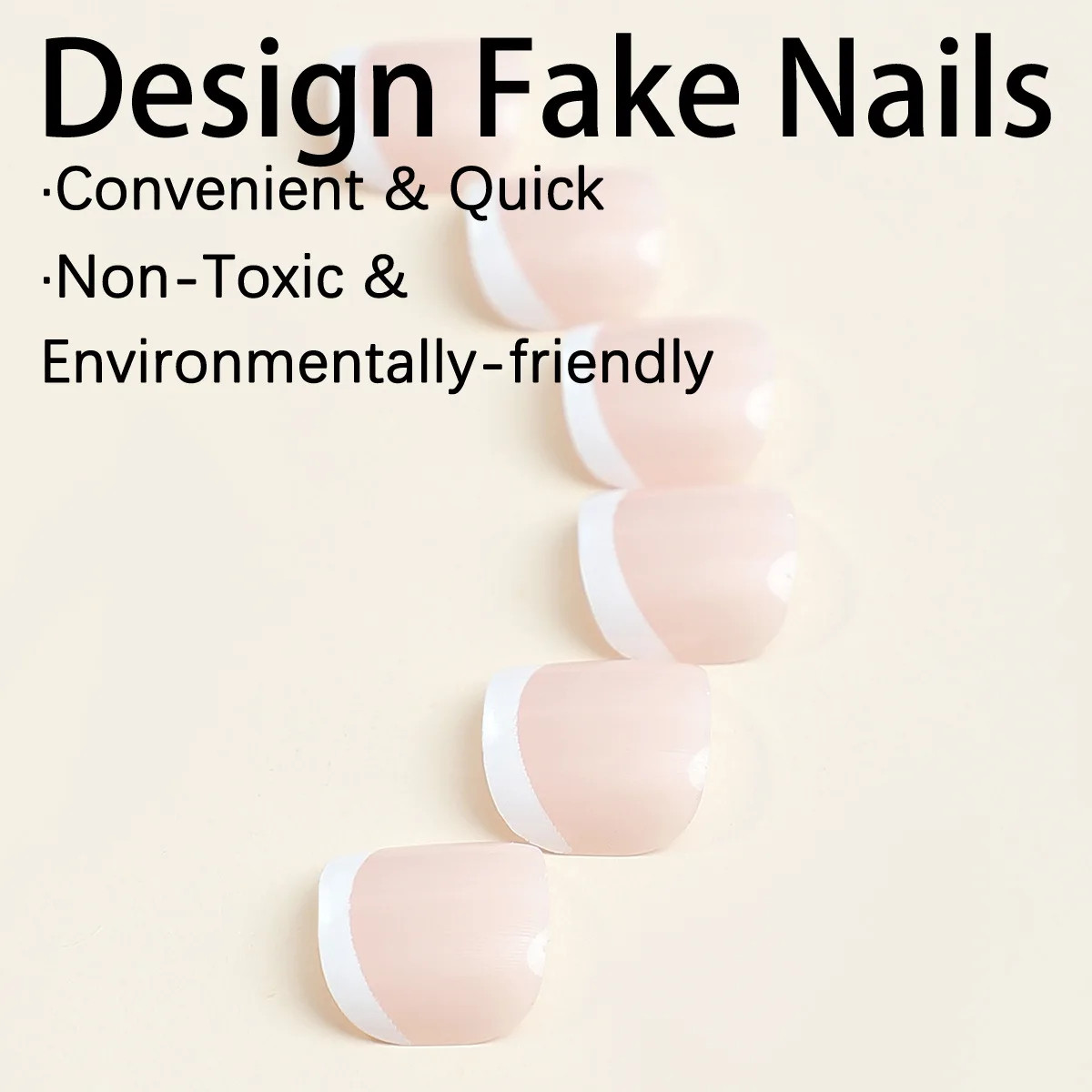 French White Edge False Toe Nails Simple Wearable Removable Press On Toenails 24