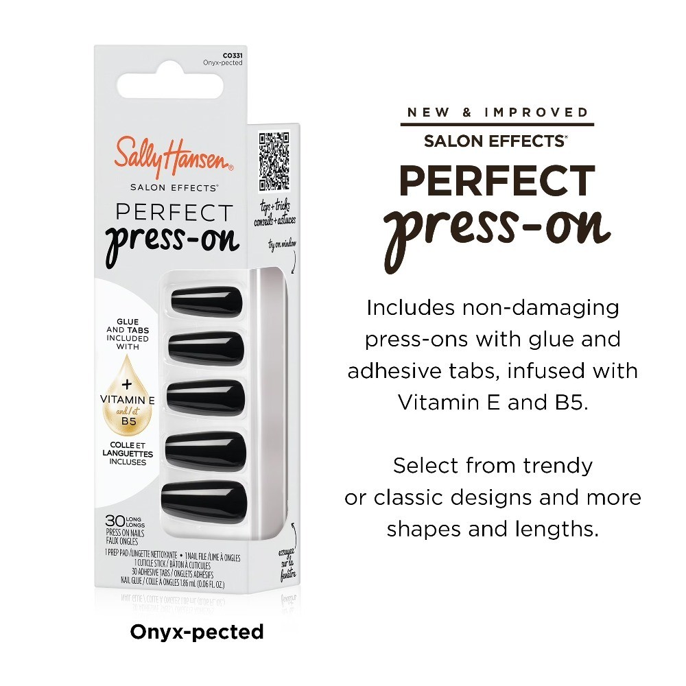 Salon Effects Perfect Press-On Nails, Onyx-Pected, Non-Damaging, Easy to Apply