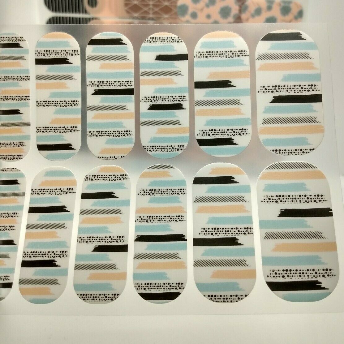 Jamberry Nail Wraps Full Sheets – Black Beige Blue Lot of 5