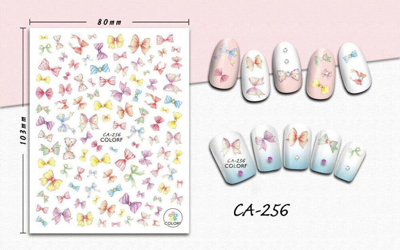Nail art 3D stickers decal pink purple blue white butterflies CA256