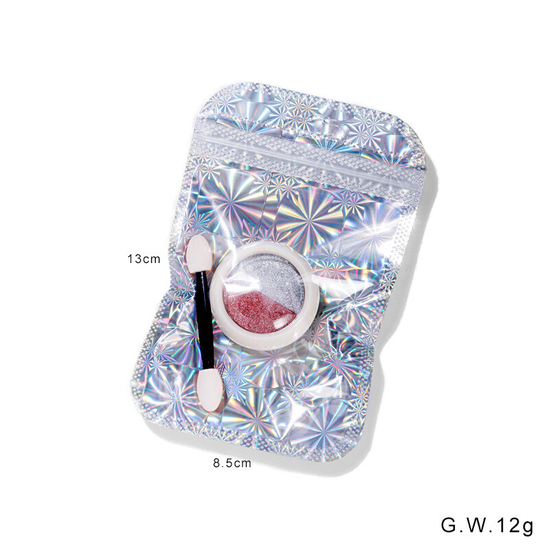 Nail Mirror Chrome Powder Two Colours Pressed Solid Rose Gold Silver Shimmer