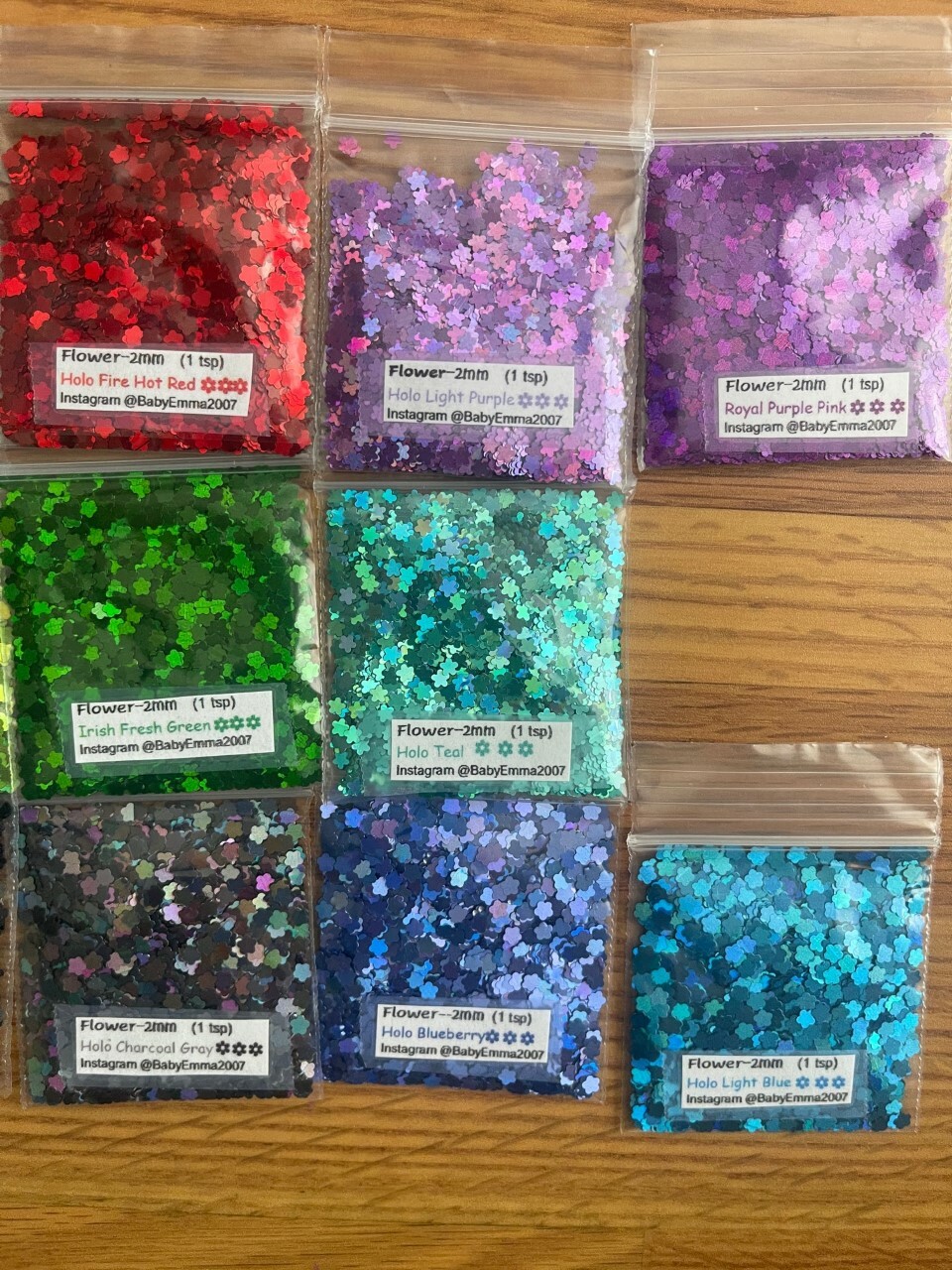 Solvent Resistant Holo FLOWER shape Glitter U Pick Color-Nail Art Face Crafts-US