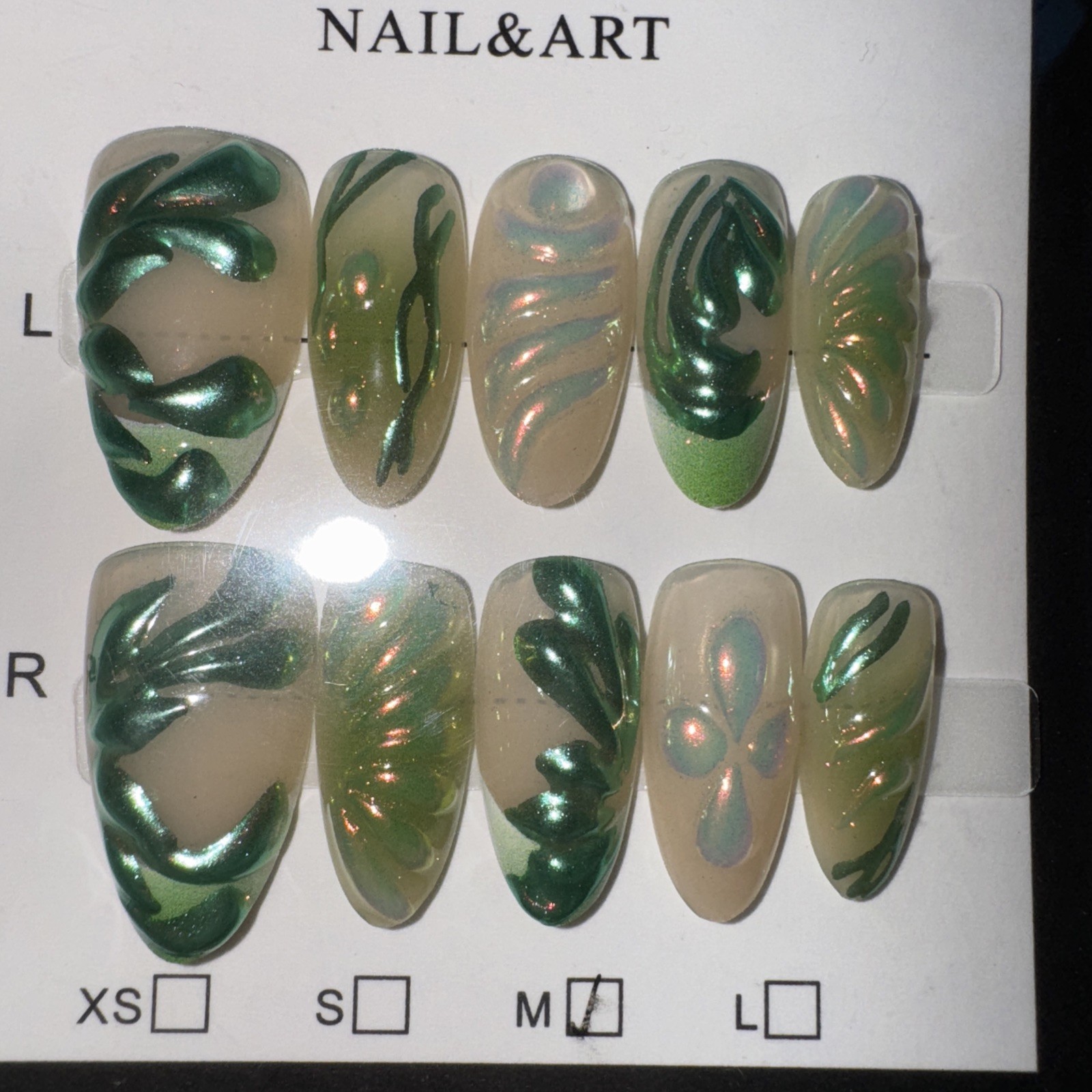 4 Packs Of 10pcs Almond Press On nails | 3D Unique Designs| Size M | Reusable 12