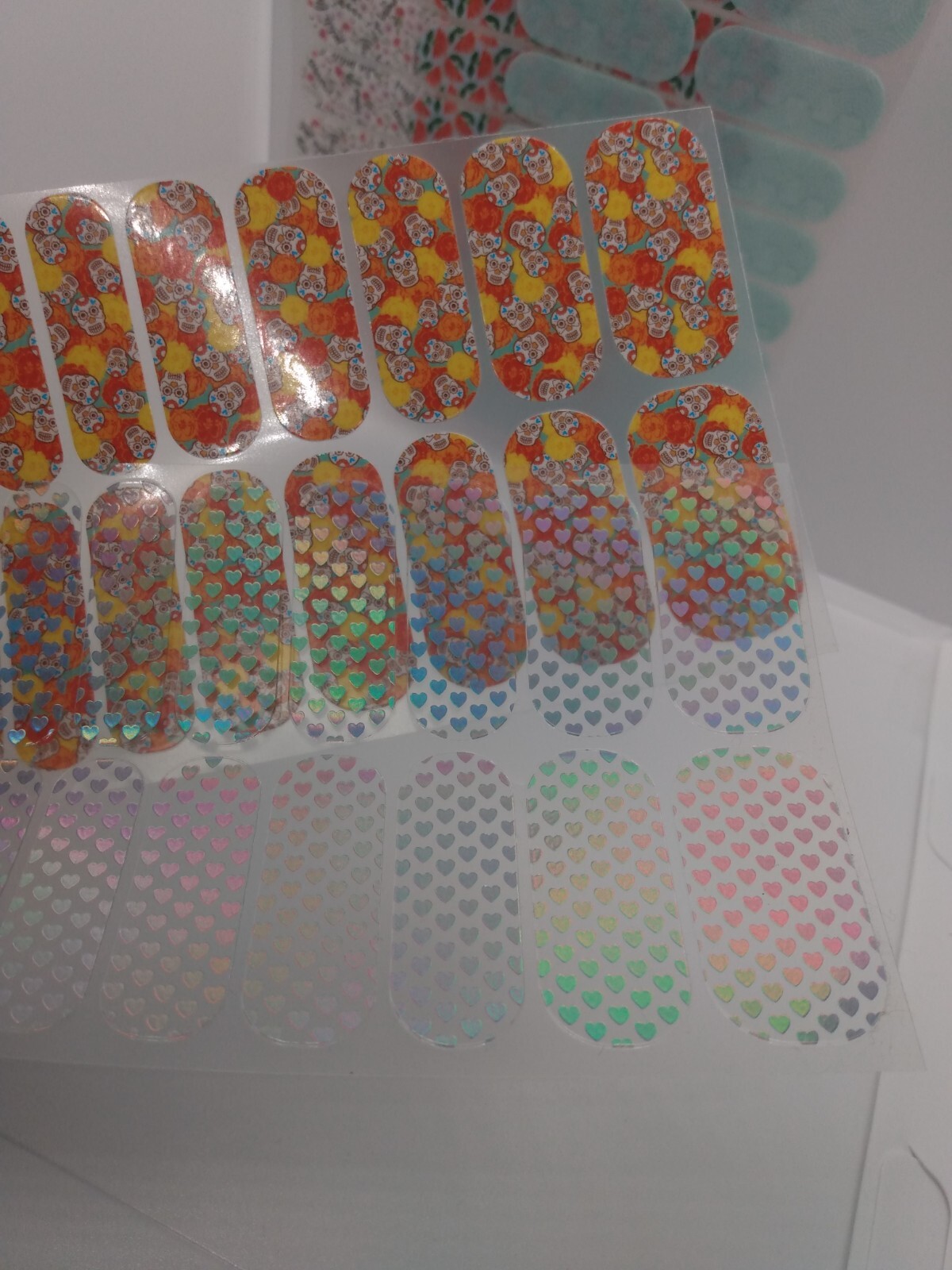 Jamberry Nail Wraps Full Sheets – Green Red Orange Colorful Lot of 5