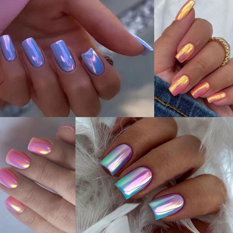 96pcs/4Pack Press On Nails Shimmer False Nails Full Cover For Daily Party Wear