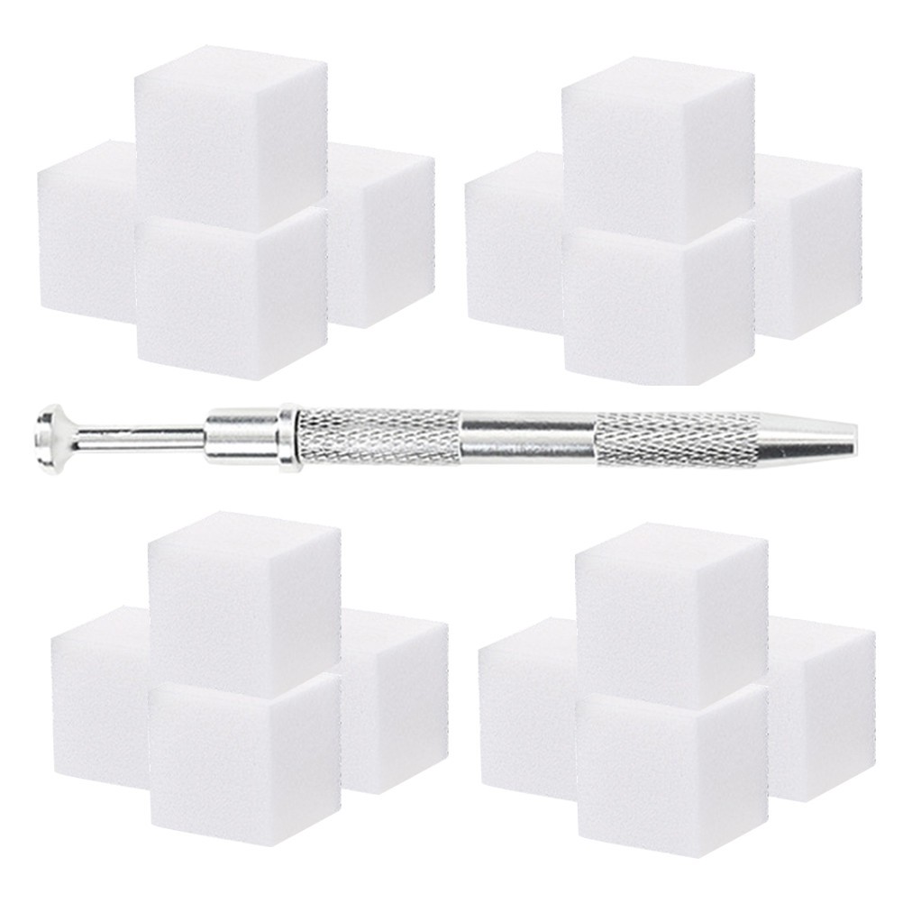 1 Set Small Soft Nail Sponges and 4-Prong Metal Grabber for Manicure Use
