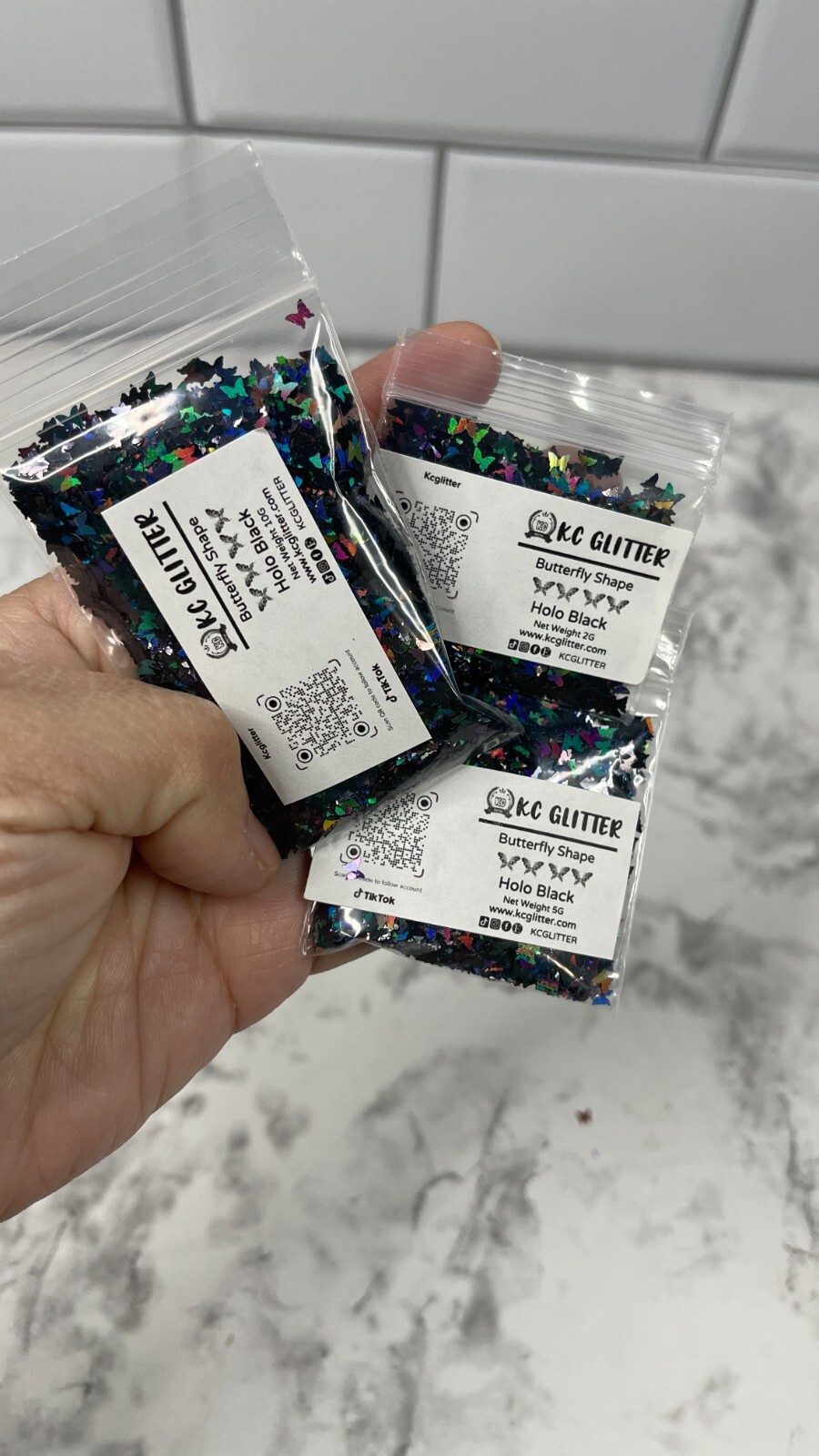 50g Solvent Resistant BUTTERFLY shape Glitter HOLO BLACK Nail Art DIY Craft