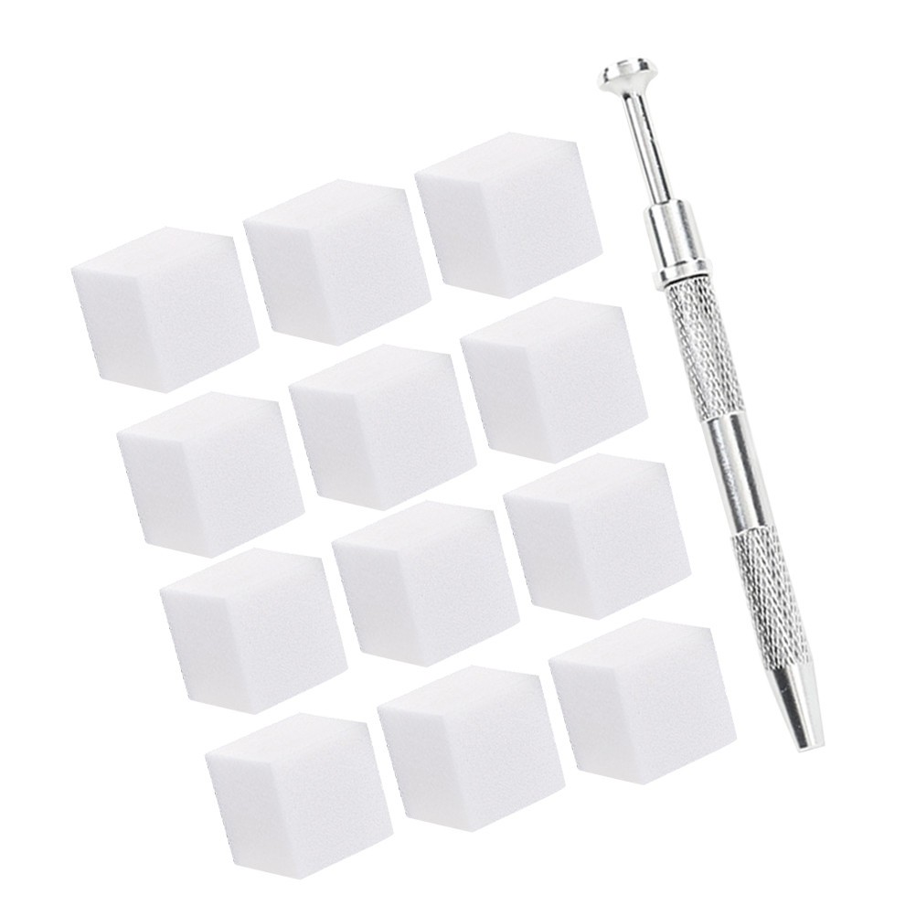 1 Set Small Soft Nail Sponges and 4-Prong Metal Grabber for Manicure Use
