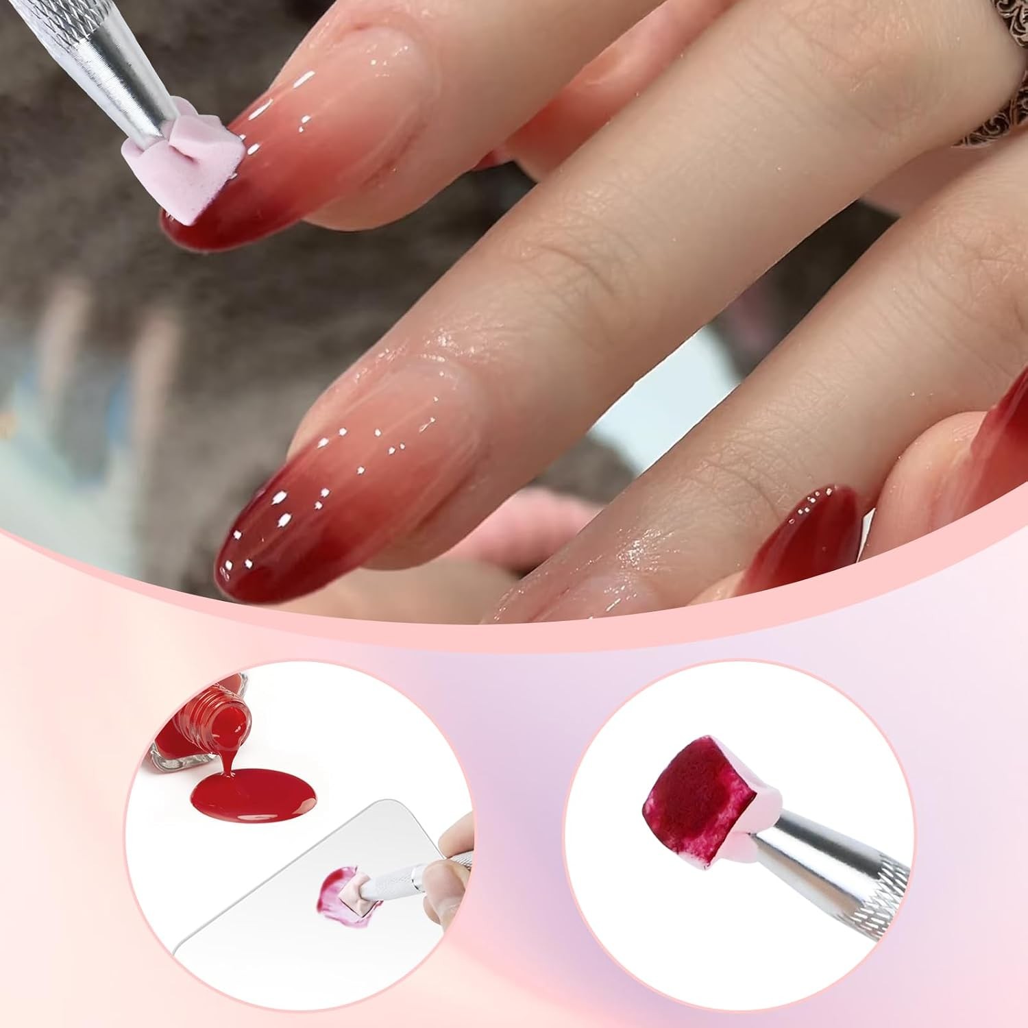 300Pcs Soft Nail Sponges for Ombre,Colorful Nail Art Sponges With Grabbing Pe…