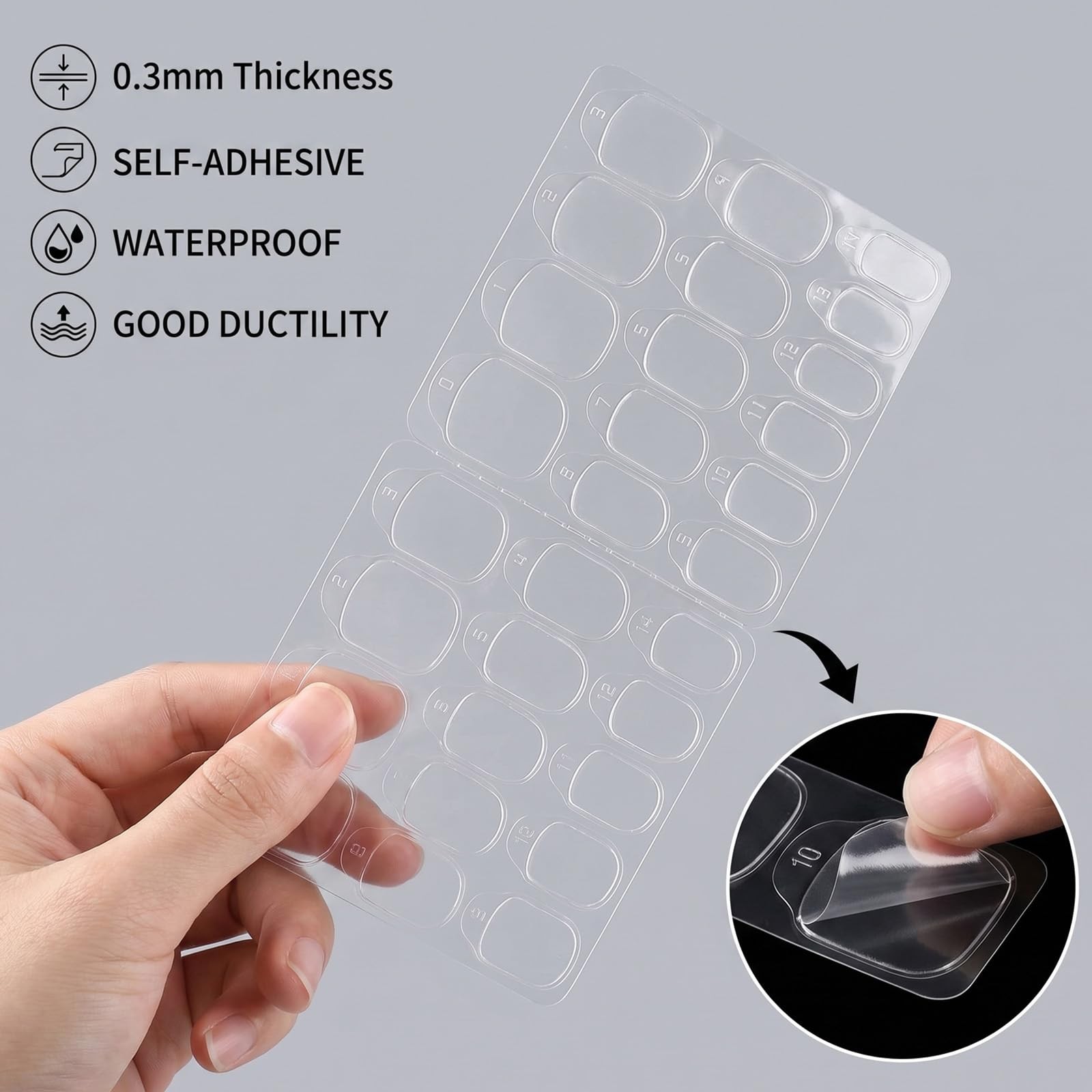 20 Sheets Nail Adhesive Tabs Double Sided Nail Glue Sticker for False Nails