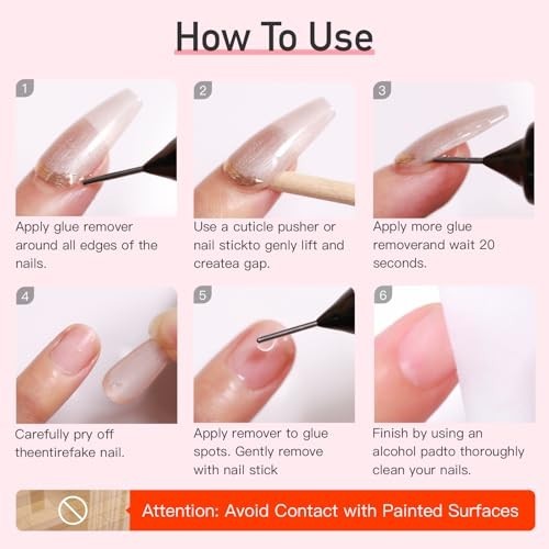 Gentle Nail Glue Remover 60ml for Press-On & Gel Nails, Non-Acetone Formula