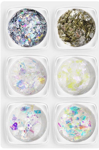 IRREGULAR BROKEN Flakes GLASS FOIL PAPER 3D SEQUINS Nail Art Glitter Pot Aurora